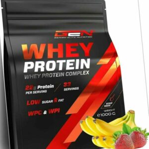 Whey Protein Complex - 1000g WPI + WPC Mix - Low Fat / Low Sugar Erdbeere Banane