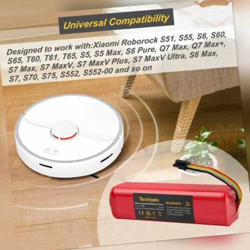 14.4V 6000mAh Akku für Xiaomi Mijia Roborock S50 S51 Millet Sweeper Robot Vacuum