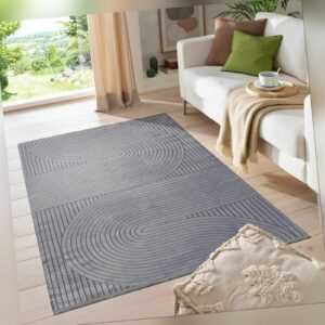 Kurzflor Teppich Grau Waschbarer Weich Wohnzimmer Kunst Design Einfarbig