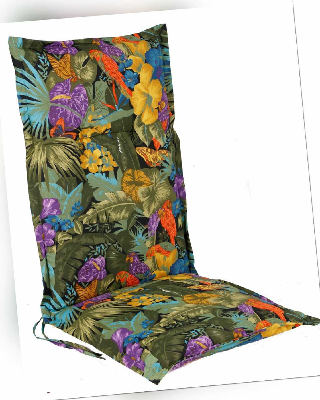 Universal Hochlehner Auflage - Amazonas - Garten Stuhl Polster Kissen bunt Blume