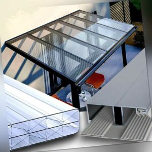 Terrassenüberdachung Doppelstegplatten 16 mm X Struktur klar Alu Gummi HAGELFEST