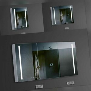 Aluminium LED Wand spiegel schrank Uhr TemperaturSchmink Touch 50 80 100 120 140
