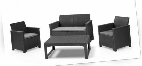 Lounge-Set "Emma" Sofa, Gartenmöbel Polyrattan Sitzgruppe Rattanmöbel Essgruppe