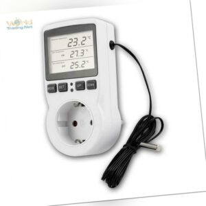 Steckdosen-Thermostat digital Außenfühler, Temperaturregler Stecker Heiz/Kühlung