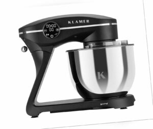 KLAMER Küchenmaschine 1800W mit 6 Liter Edelstahl Schüssel Schwarz mit Rechnung