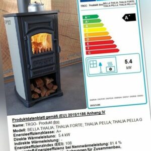 EEK A+ Kaminofen Forte creme mit Herdplatte - 5,4kW