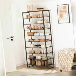 HOOBRO Schuhregal mit 10 Ebenen Schuhschrank hoch Schuhablage Schuhaufbewahrung