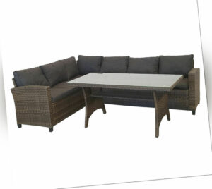 Lounge Gartenlounge Gartensitzgruppe braun-grau Essgruppe Rattanmöbel KMH