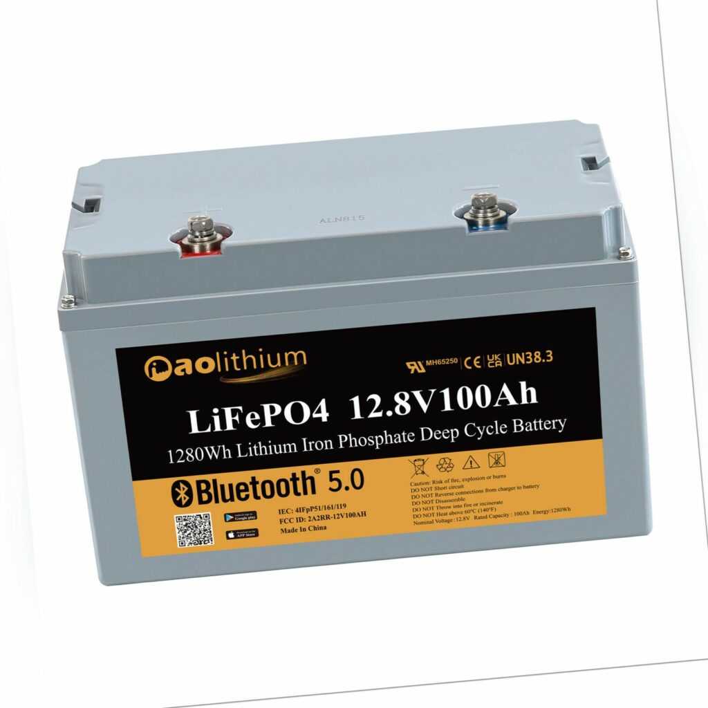 12V 100Ah LiFePO4 Lithium Batterie 4000~15000 Zyklen BMS Solar Bluetooth（0%MwSt）