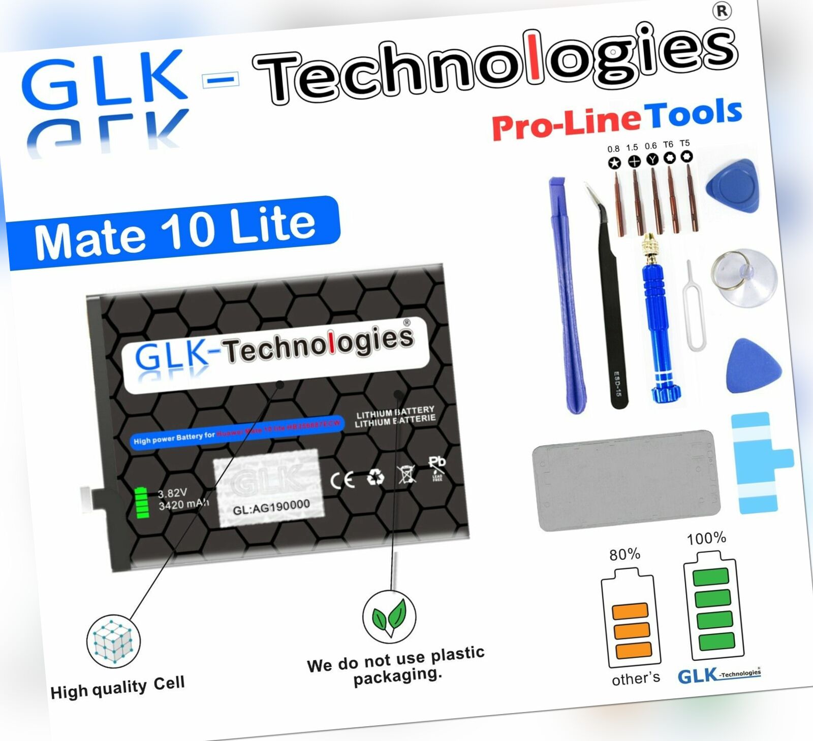 GLK Akku für Huawei Mate 10 Lite Honor 7X  ersetzt HB356687ECW Battery NEU 2023