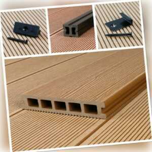 WPC Terrassendielen Braun Premium 3D-Struktur Holz Diele Balkon Farben Muster