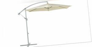 Ampelschirm Valdosta Ø 300 cm Beige Kurbelschirm Sonnenschirm Marktschirm Schirm