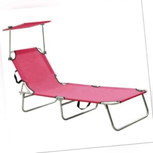 Klappbare Sonnenliege mit Dach Stahl Magento Rosa