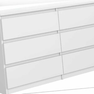 Kommode Weiss Matt mit 6 Schubladen 140 cm Sideboard Wohnzimmer