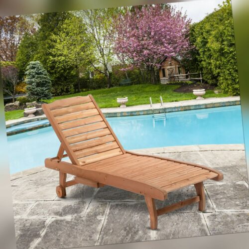 Outsunny Sonnenliege Gartenliege Holz Liege mit Rollen Tannenholz Braunrot Neu