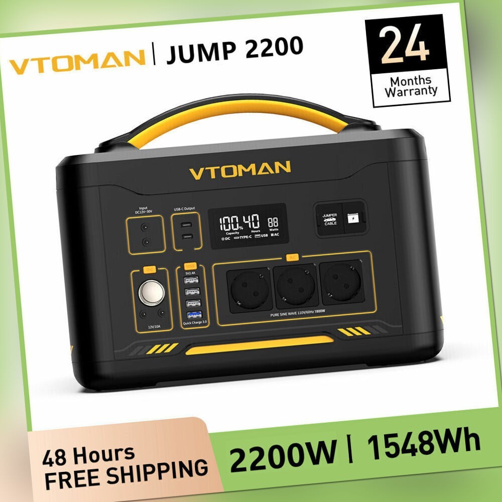 VTOMAN Powerstation 2200W Solargenerator 1548Wh LiFeP04 Batterie Tragbare 230V