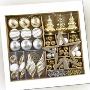 Weihnachtskugeln 90 Stücke Kunststoff Christbaumkugeln Weihnachtsdeko Ornam...