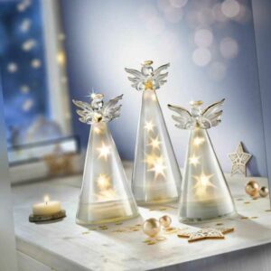 LED-Engel "Holy" aus Glas, 3er-Set Deko Weihnachtsdeko Advent Dekoration
