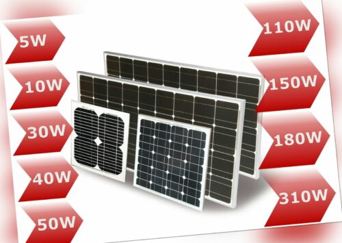 Solarmodul Solarpanel 12/ 24V 5 10 30 40 50 130 150 170 180 190 200 410Watt Mono