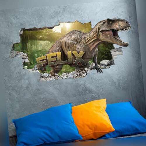 vz22N 3D Wandtattoo Kinderzimmer Name Dino Wandtattoo T-Rex Dinosaurier Bild