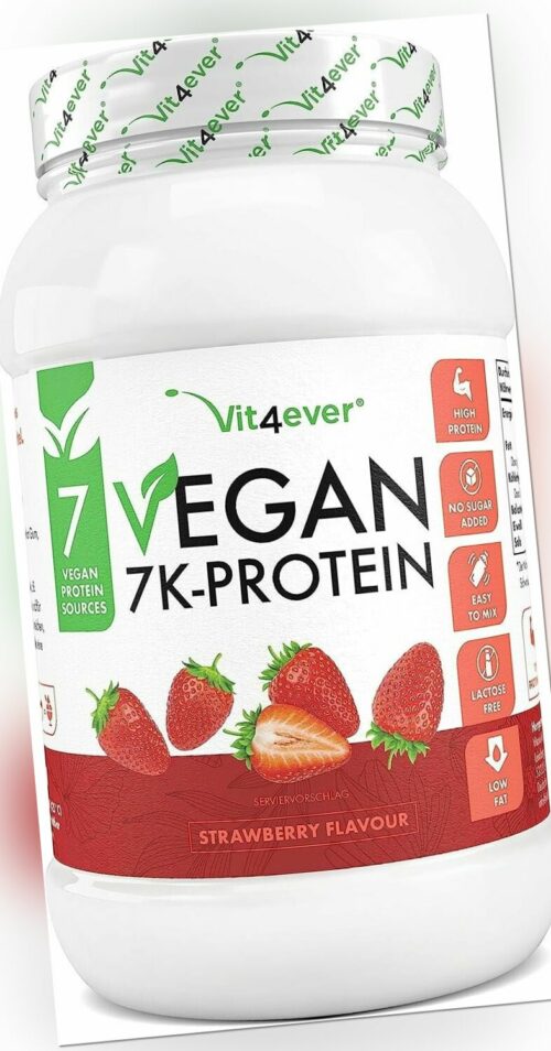 VEGAN 7K-Protein - 1kg / 1000g pflanzliches Eiweißpulver aus 7 Quellen Erdbeere