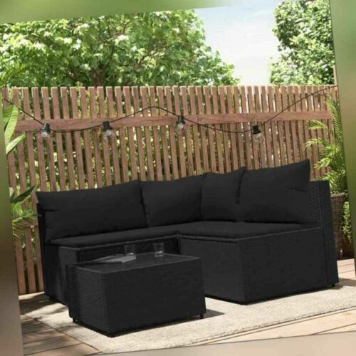 Garten Lounge Set mit Kissen Gartensofa Ecksofa Gartenmöbel Poly Rattan vidaXL