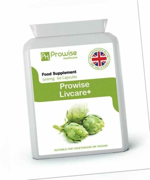 Livcare + 500 mg 60 Kapseln - Hergestellt in Großbritannien geeignet für Veganer - Prowise