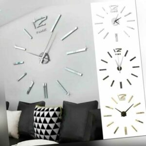 Wanduhr Uhr 3D Wandtattoo Deko Design Spiegel Edelstahl Wand Uhr Groß XXL XL