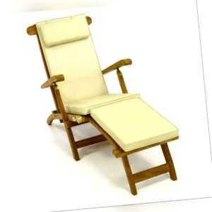 DIVERO Liegestuhl Deckchair "Florentine" Teakholz behandelt Auflage in creme