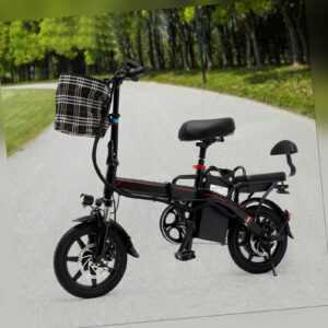 14 Zoll eBike Elektrofahrrad Klapprad Pedelec Citybike w/ Licht 250W 48V 25 KM/H