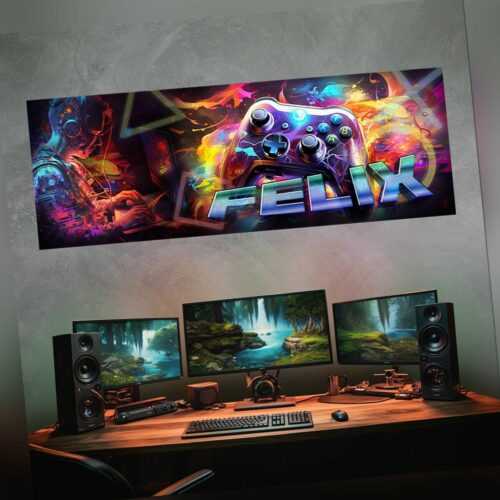 vz61 Bild Gamer Poster mit Namen Gaming Wandbild Gamer Bild Jugendzimmer Bilder