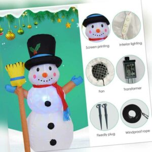 120cm Schneemann-Familie Weihnachtsdeko Aufblasbar mit LEDs Weihnachtsfigur Deco
