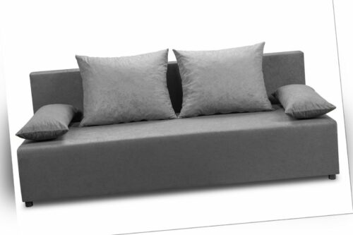 Billig Schlafsofa Grau BS10 Sofa mit Bettkasten Couch Klappsofa Couchgarnitur