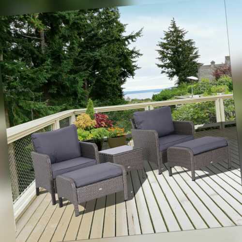 Outsunny 5-tlg. Polyrattan Sitzgruppe Sofagarnitur Gartenset Gartenmöbel Lounge