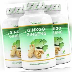 3x Ginkgo Biloba Ginseng Mix 4000mg - 1095 Tabletten  Vegan und Hochdosiert