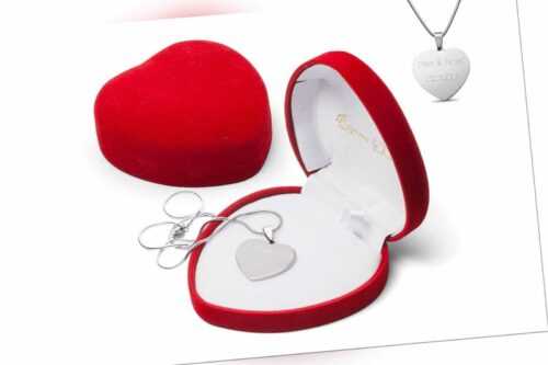 Herzkette Herz-Anhänger Halskette Damen-Kette Geschenk für Frauen + NAMEN GRAVUR