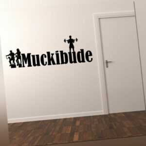 Wandtattoo Spruch "Muckibude", Sport, Fitness, Wandsticker, Wanddekoration