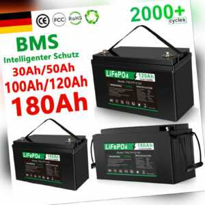 12V 100Ah 120Ah LiFePO4 Lithium Batterie Akku BMS Solarbatterie Solaranlage Boot
