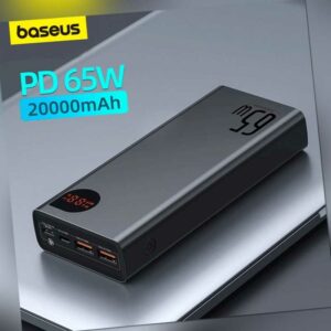 Baseus 65W Power Bank USB Typ C PD AFC Handy Laptop Externer Ladegerät 20000mAh