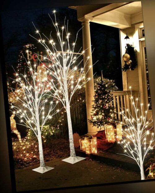 4 Fuß 6 Fuß 8 Fuß Birke LED warmweiße Lichter Weihnachtsbaum Deko