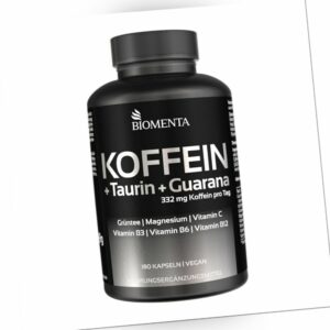 [116,14€/1kg] BIOMENTA Koffein + Taurin + Guarana - 180 Kapseln - vegan