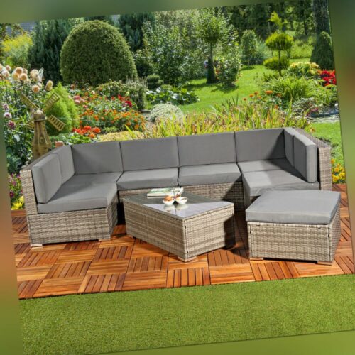 Gartenmöbel Lounge Rattanmöbel XXL Gartenset Polyrattan Sitzgruppe Grau Sofa