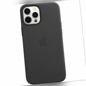 Original Apple iPhone 12 PRO MAX Leder Case Hülle Schwarz Black MAGSAFE