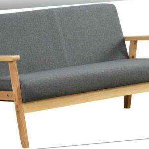 2-Sitzer Sofa Holzrahmen Loveseat mit Leinenoptik Doppelsofa Sessel Wohnzimmer