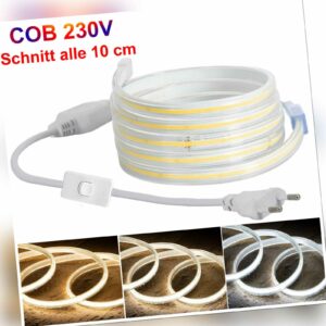 30cm - 50Meter COB LED Streifen Stripe 230V IP65 Band Lichtschlauch Leiste Kette