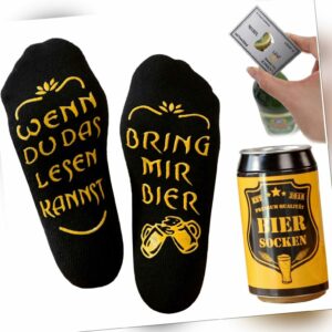 Geschenke für Männer - Bring mir Bier Socken in Dose mit Flaschenöffner Silber
