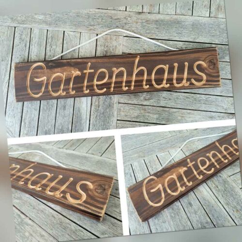 Gartenhaus, Holzschild massiv gefräst, Garten Gartenhütte Terrasse Geschenk 60cm