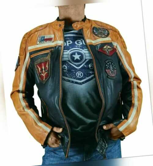 Top Gun Lederjacke TG 1005 schwarz/orange 1521