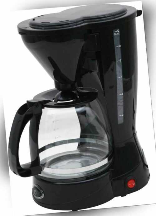 Kaffeemaschine 12 Tassen Filterkaffeemaschine Glas Kanne schwarz weiß 800W