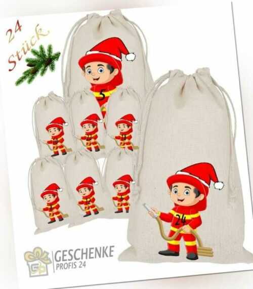 Weihnachtskalender Feuerwehrmann Adventskalender zum Befüllen 24 Stoffsäckchen